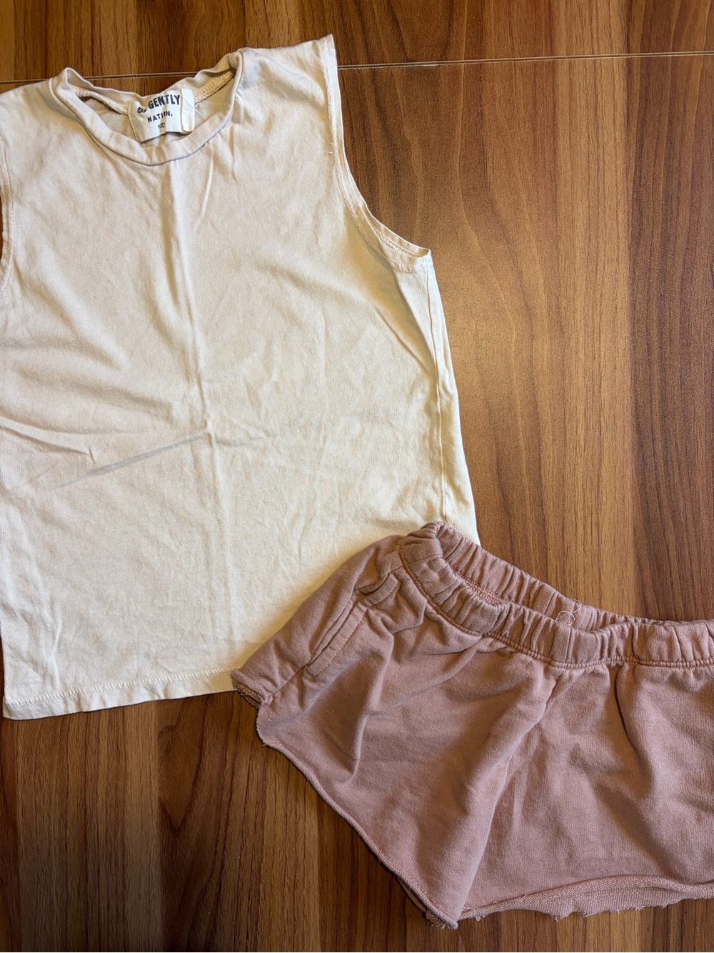 Go Gently Nation 3T Beige Tank & Brown Shorts Set